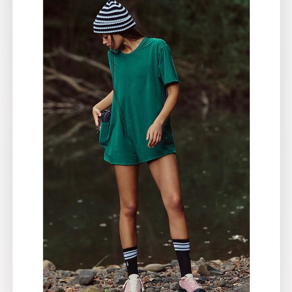 FP Movement by Free People Forest Green Short Romper